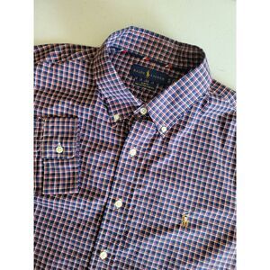 Ralph Lauren Shirt Slim Fit Button‎ Down  Stretch Plaid Long Sleeve Men's XL